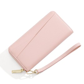LEXXTON Women's Purse RFID Protection Large and Long Format Purse Women, Zip Wallet with Multiple Card Slots, Removable Hand Strap, lightpink, Elegant
