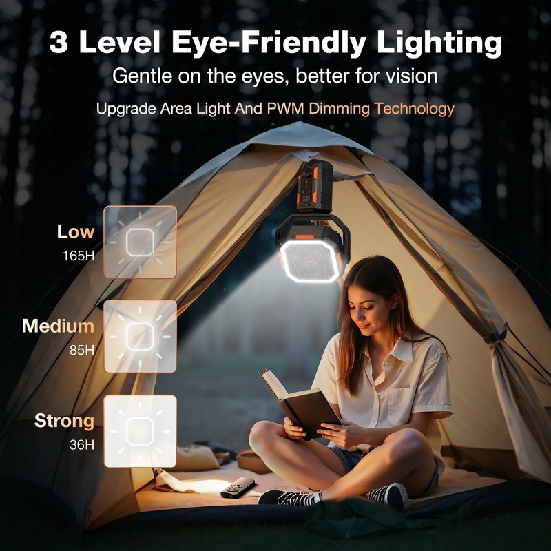 OGERY Camping Fan, Portable Fan with Adjustable Height Stand, 20000mAh