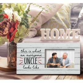 SRADMO Uncle Gifts Picture Frame,This is What an Awesome Uncle Looks Like 12×6 inch Wooden Tabletop Photo Frame,Uncle Birthday Christmas Father's Day Thanksgiving Gifts From Niece Nephew