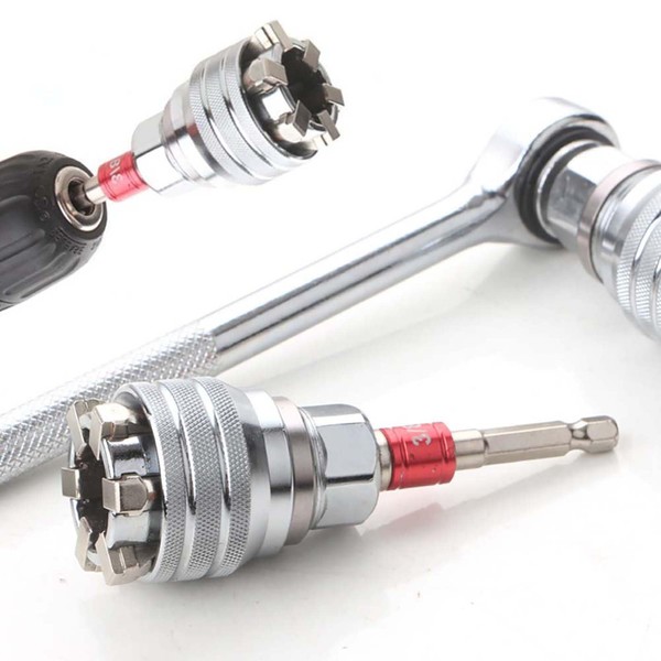 TESUKOITE Adjustable Universal Socket Wrench, 3/8 Inch Hex Wrench Adapter