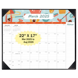 Large Desk Calendar 22x17'' - Calendar 2025, 18 Months Desk Calendar 2025-2026, From March 2025 to August 2026 with To Do & Notes, Holiday Date for Planning and Organizing (Black)
