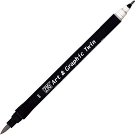 ZIG Art and Graphic Twin Tip Brush Marker Pen 080 Light Grey