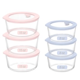 Urban Green Glass Food Container Set with Glass Lid, 6 Pack, Meal Prep Containers with Silicone Framed Airtight Lid, Leakproof, 100% Plastic Free,