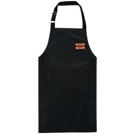 Trinkrittey Black Waterproof Apron Rubber Vinyl Apron with One Big Pocket Adjustable Oil Proof Apron for Dishwashing Kitchen Cooking Drawing