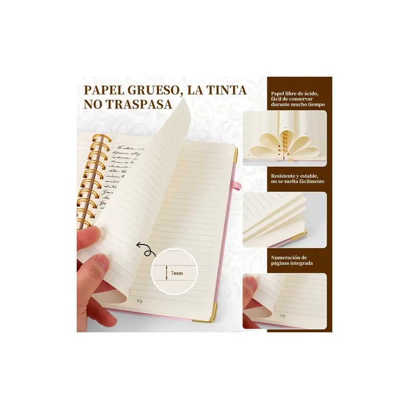 2pcs Libreta Pasta Dura, Cuaderno Profesional Libreta Rosa