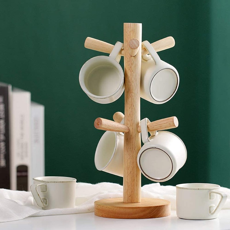 JUHONNZ Cup Holder, Wooden Pretzel Stand, Cup Holder, Wooden Tree