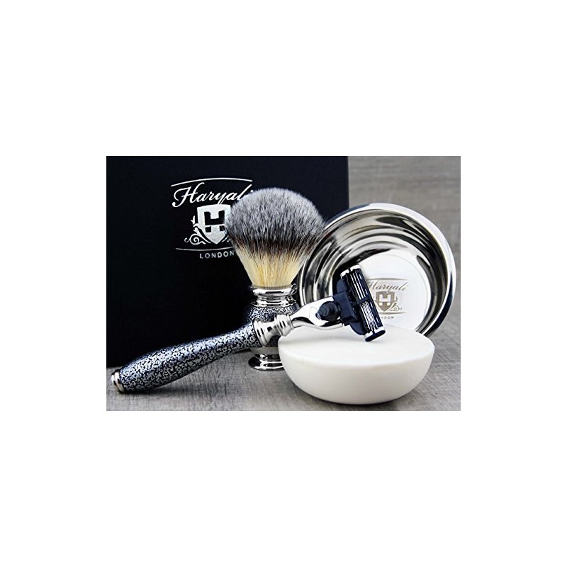 Basics Shaving Tools Beginners Mach3 Razor Shaving Set Synthetic Brush,