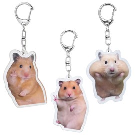 Nirxxiy 6 Pcs Cute Animal Keychain Set Cute Hamster Meme Keychains - Funny Hamster Emoji Ornaments for Bags/Purse Accessories, Kawaii Charm Funny Keychain (Animal-Themed Keychains)