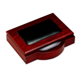 Dacasso Rosewood and Leather, 4 6-Inch Memo Pad Holder