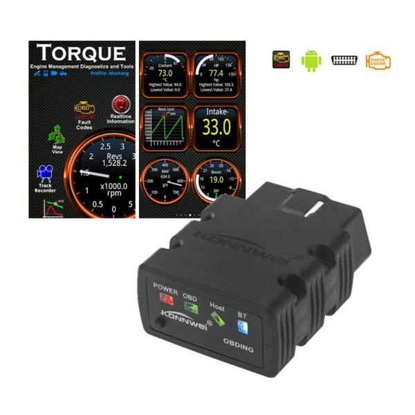 Unbranded Bluetooth OBD2 OBDII ELM327 Automotive Scanner For Android Torque