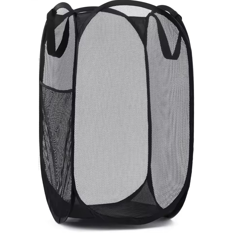 Collapsible Mesh Pop Up Laundry Hamper with Handles & Side