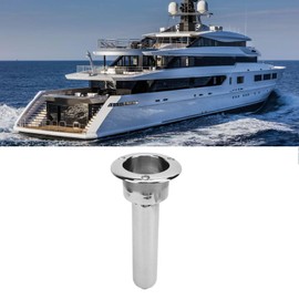 Stainless Steel Rod Cup Holder, 2 in 1 Boat Fishing Rod Cup Holder, 280mm Open Round Top, 0 15 30 Rod Cup Holder, for Yacht Ship (0 Degrees)