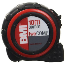 BMI 472041021"TWO COMP" Pocket Measuring Tape, White/Black/Red, 10 m x 25 mm