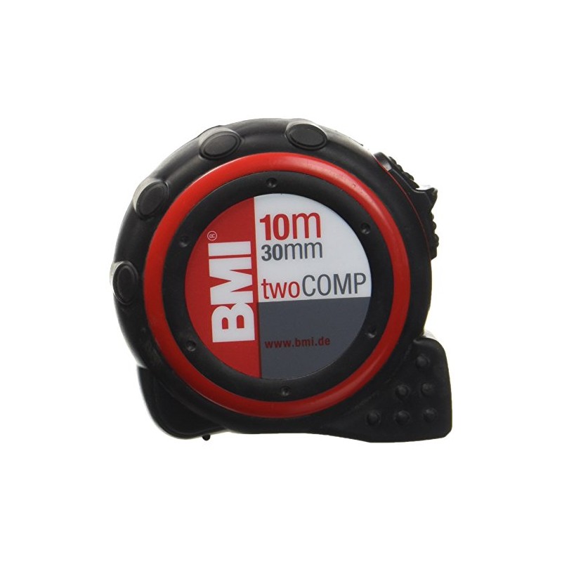 BMI 472041021"TWO COMP" Pocket Measuring Tape, White/Black/Red, 10 m x