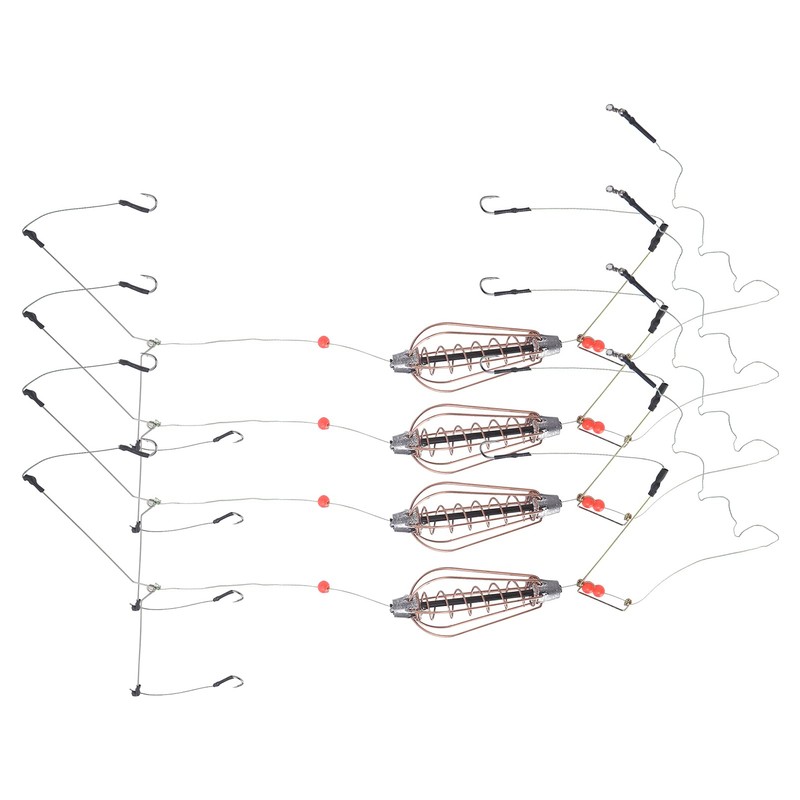 Fishing Bait Cage, Copper Spring Basket Lure Feeder with Hooks,