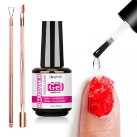 Qzqetet Gel Nail Polish Remover Kit – 15ML（0.5fl.oz） Fast Gel Remover No Soaking or Wrapping Needed, Includes Cuticle Pusher & Scraper, Easy Removal for Gel Nails, Perfect for Salons or Beginners