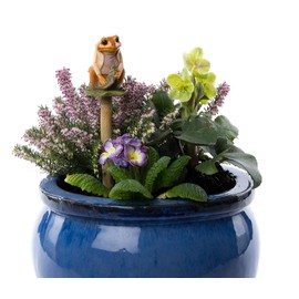 Cane Companions Beatrix Potter Mr Jeremy Fisher Stake Topper - Handmade Flower Pot Garden Ornament - Outdoor Figurine