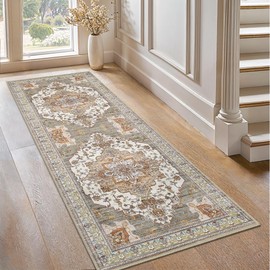 GENIMO Rugs Living Room 60x120 cm Runner Rug Machine Washable Non Slip Boho Vintage No Pile Carpet for Bedroom, Hallway, Lounge, Kids Baby Room,Brick