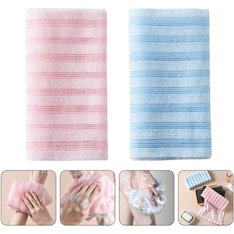 Toalla exfoliante corporal larga de poliéster 2 piezas GOOHOCHY