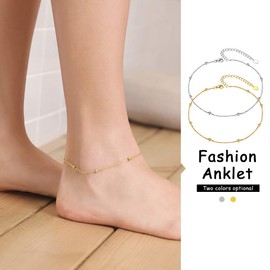 Silvora 925 Sterling Silver Women's Anklets Blue Zircon/Rose/Heart/Ball Chain Anklet Stylish Fine Anklets for Women/Girls/Friends 22 cm + 5 cm Extension Chain, Silver, Gold ball chain