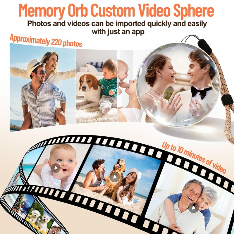 Memory Sphere Ball–Wi-Fi Crystal Video Orb for Photos & Videos