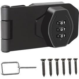 Cabinet Combination Latch,3-Digit Keyless Twist Knob Cabinet Combination Lock,3Inch Security Slide Latch Lock for Door,Cabinets,Barn Door,Outdoor, Garage,Garden(Black