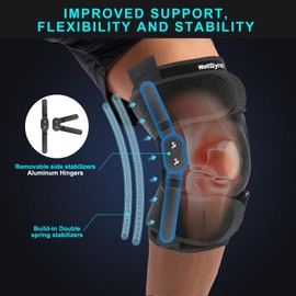 WellSync Hinged Knee Brace for Meniscus Tear,Adjustable Hinged Support with Side Stabilizers & Patella Gel Pads,for ACL,MCL,Arthritis,Injury Recovery-Unisex