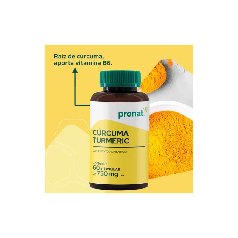 Kit 2 Piezas Suplemento Curcuma Turmeric (60 Caps) Pronat Sabor