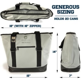 Enthusiast Gear Dry Soft Cooler Bag Tote – Waterproof/Leakproof with Side Pocket - Perfect for Boat, Pool, Beach, Picnics, Grocery