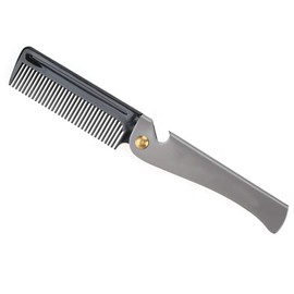 Folding Beard Comb - Stainless Steel Antistatic Portable Beard Comb Moustache Comb Round Tooth Comb Beard Straightener for Men Care & Combing Gift for Friends and Dad (#2)