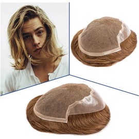 Hombres Encaje suizo con tupé alrededor for hombres Unidades de sistema cabello humano indio largo 6# Postizo(18 inches)