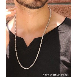 Giftall 3MM Rope Chain Necklace Stainless Steel Twist Rope Chain Necklace for Men Women 20 Inches
