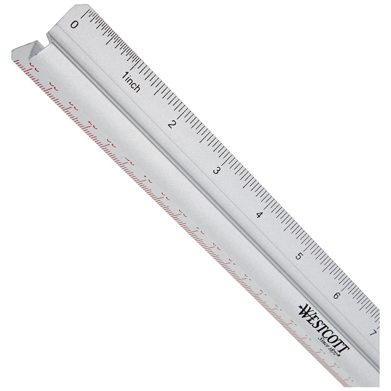 Westcott 12"/300mm Raised Grip Aluminium Ruler with Metric and Imperial