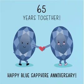 Hunts England - 65th Wedding Anniversary Card - Blue Sapphire Anniversary - Crystal Design - Iconic Collection - Funny Cute Card