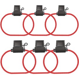 Aiqeer 6 Pieces 32V Inline Fuse Holders Set, Waterproof Car in-Line Blade Fuse Holder with 16 AWG Wire, Free 20 Pieces Blade Fuses and Fuse Puller