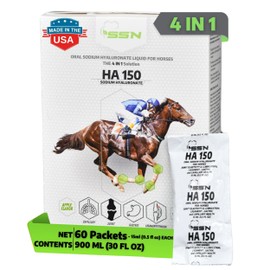 SSN HA 150 - 4 In 1 Horse Supplement - 60 Servings - Equine Joint, Gastric, Ligament/Tendon, Lung Capillary Health - Glucosamine Alternative - (60 Pack, 150mg Sodium Hyaluronate per Serving)