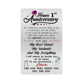 Alotozo 1 Year Wedding Anniversary Card - One Year Anniversary Card for Him Her - Happy 1st Wedding Anniversary Cards Gifts for Husband Wife