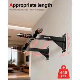 Abahub Wall Mounted Pull Up Bar,440lbs Multi-Grip Chin-Up Bar for Home Gym