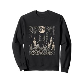 Mystical Altar Full Moon Witch Cat Art Sweatshirt