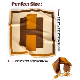 kcctoo 27.5" Mulberry Silk Feeling Head Scarf Women's Fashion Square Neck Satin Scarfs for Bag Hair Scarves Gift