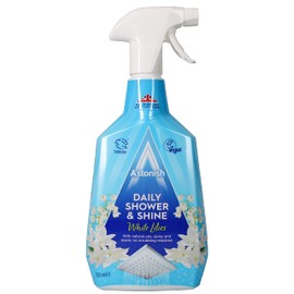 Astonish Daily Shower Shine White Lilies Cleaning Spray - No Scrub After Shower Spray Foam Prevents Watermarks & Limescale Buildup - Vegan Cruelty-Free Household Cleaning Products, 750ml Spray Bottle