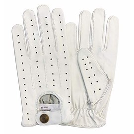Genuine Leather Men's Driving Gloves White 7011 (X-Large)