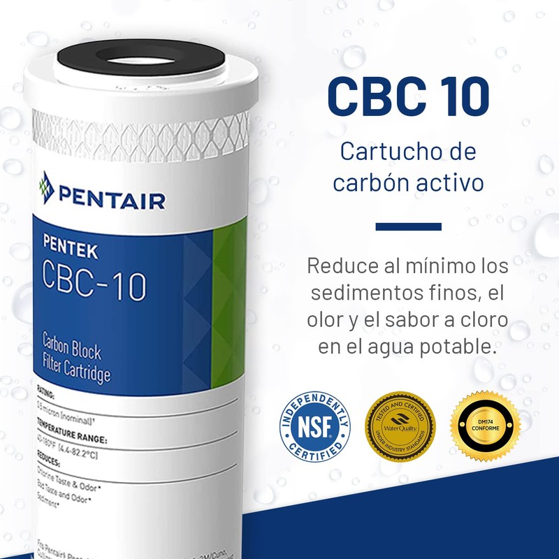 Pentair Pentek CBC-10 Carbon Water Filter, 10-Inch, Under Sink Carbon