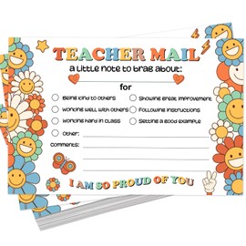 LOVEDMORE Groovy Teacher Mail Incentives Cards for Elementary Students, Classroom Rewards Cards for Teachers