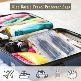 STAYWILD 10 Packs Wine Bottle Travel Protector & Inflatable Bags Airplane, Air Column Bubble Cushion Wrap Pouches for Shipping Packing Transport