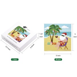 WRAPAHOLIC 50Pcs Christmas Paper Napkins - 3 Ply Hawaiian Santa Claus Disposable Cocktail Napkin for Christmas Party Supplies Tableware, Xmas Holiday - 5 x 5 In