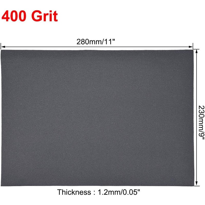 TOP-VIGOR 5Pcs 400 Grit Wet Dry Sandpaper 9 Inch x