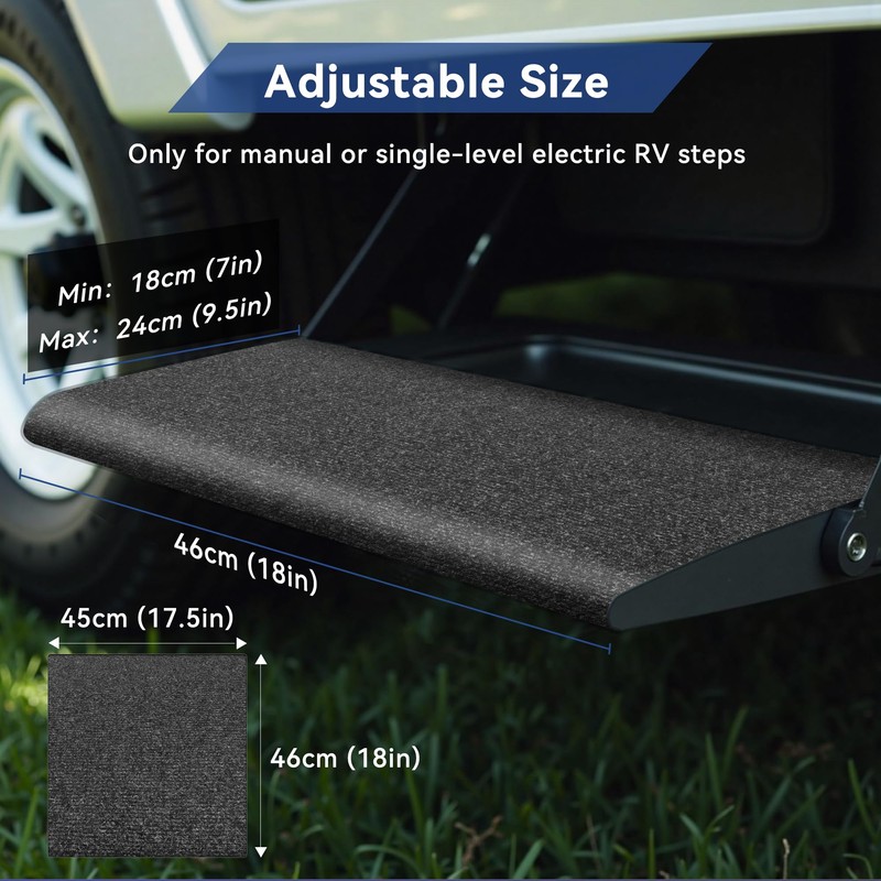 EFEALL Motorhome Step Doormat, Buckle Closure, Adjustable Carpet, Step RV,
