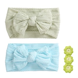 mitas Baby Band, Set of 2, Baby Hair Band, Turban, Ribbon, Stretchable, Soft to the Touch, Newborn, Babies, Kids, Stretchable, Non-Tightening, Hair Access, Hair Clip, Hair Ornament, Hair Clip, Hair