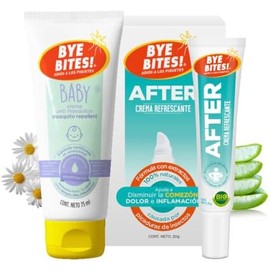 BYE BITES Repelente de Mosquitos BABY 75 ml  Crema Post Picaduras AFTER Bites 20 g - Duopack - Hipoalergenica - Sensación refrescante - Alivia